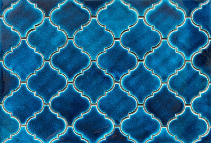 Ceramic Tile Mosaic Arabesque Azure Blue
