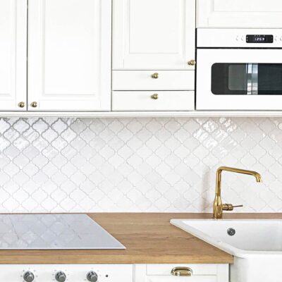 Ceramic Tile Mosaic Arabesque - White - Kitchen Backsplash