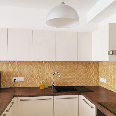 Ceramic tiles - diamonds - yellow - kitchen backsplash