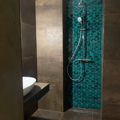Ceramic Mosaic Diamond Tile - Blue Green - Bathroom Shower
