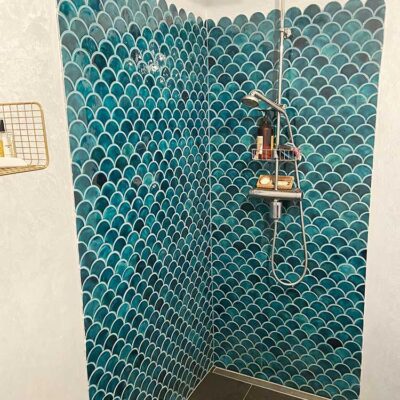 Ceramic Mosaic Tile Fish Scale - Blue Green Color - Bathroom Shower Wall