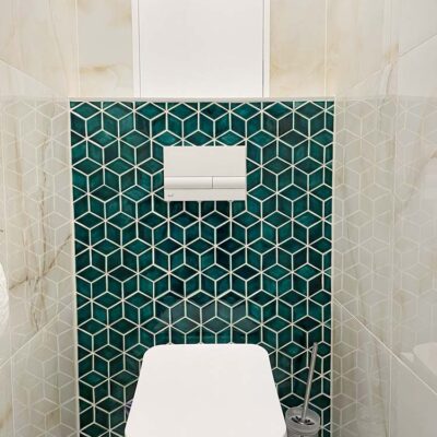 Ceramic tiles - toilet - diamonds - mosaic - blue-green