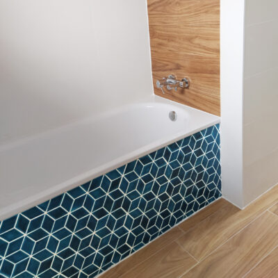 Ceramic Mosaic Diamond Tile - Azure Blue Color - Bathroom Bath Tub