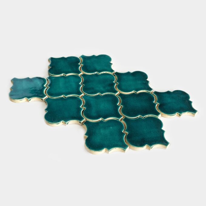 Ceramic mosaic tile arabesque blue green