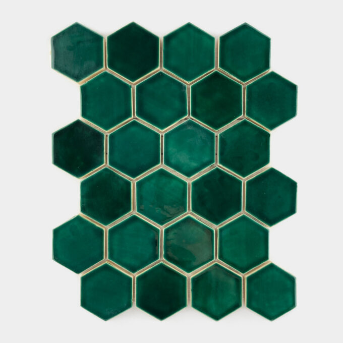 Ceramic mosaic tile hexagon emerald green