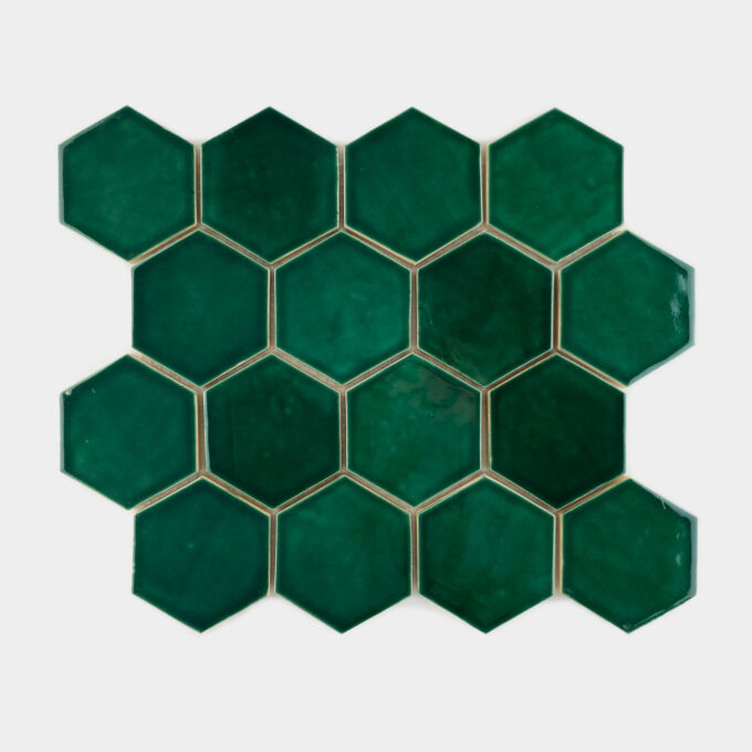 Ceramic mosaic tile hexagon emerald green