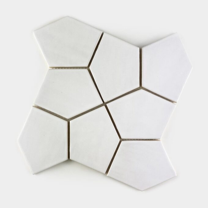 Ceramic tile "Pentagon" - white glossy glaze