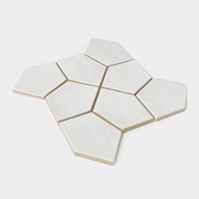 Ceramic tile "Pentagon" - white glossy glaze