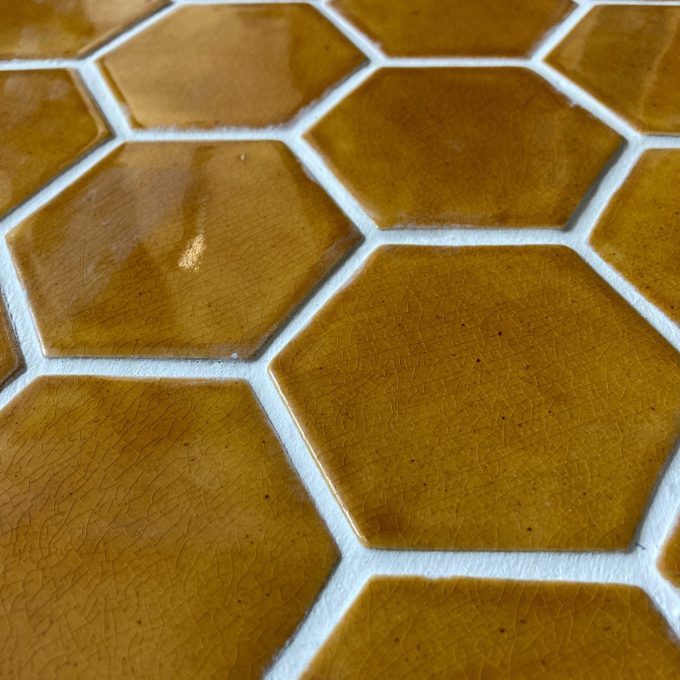Ceramic Mosaic Hexagon Tile Caramel Brown - small - Image 3