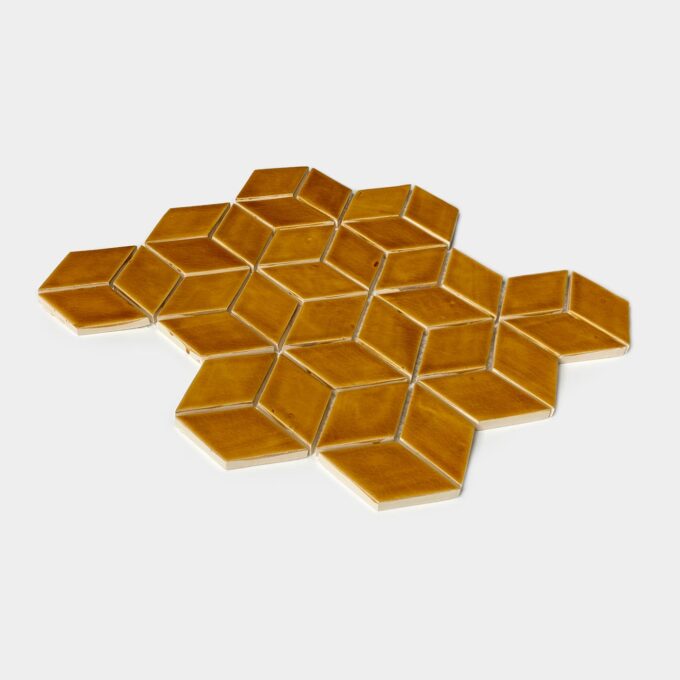 Handmade Ceramic Diamond Tile - Mosaic in Caramel Brown Color