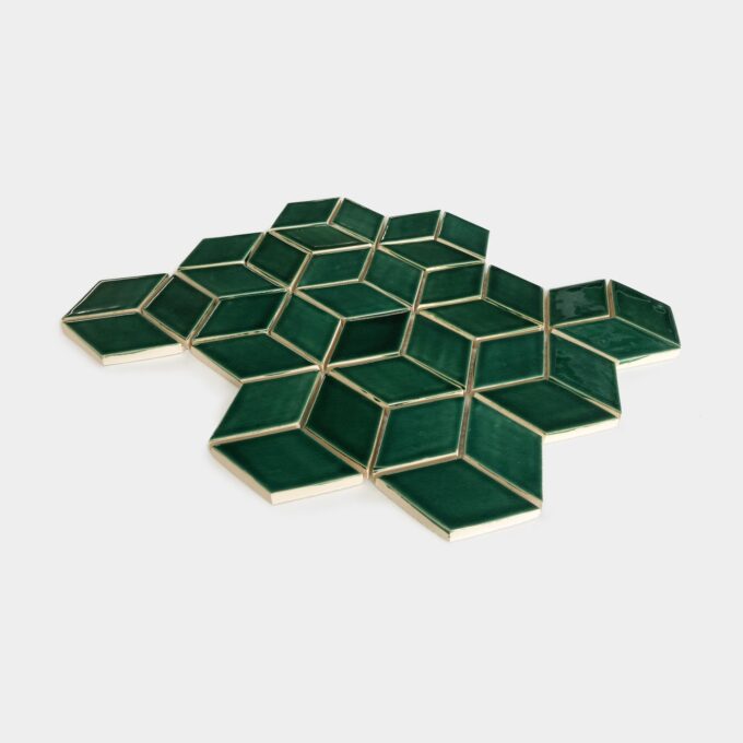 Ceramic mosaic tiles diamonds emerald