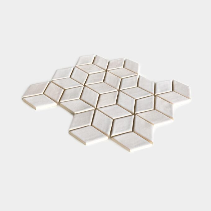 Handmade Ceramic Diamond Tile - Mosaic in Stracciatella Color