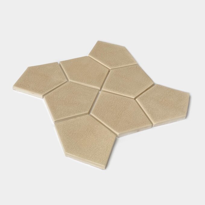 Handmade Ceramic Pentagon Tile - Mosaic in Cappuccino Beige Color