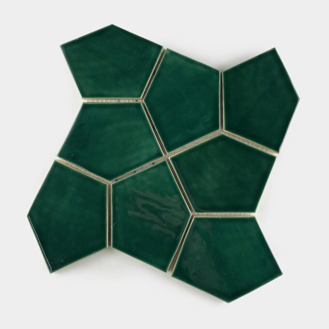 Ceramic mosaic tile pentagon emerald