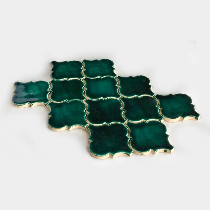 Ceramic mosaic tile arabesque forest green