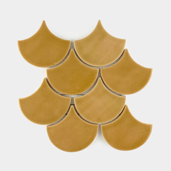 Handmade Ceramic Fish Scale Tile - Mosaic in Honey Yellow Color