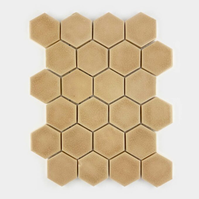 Ceramic mosaic tile hexagons cappuccino