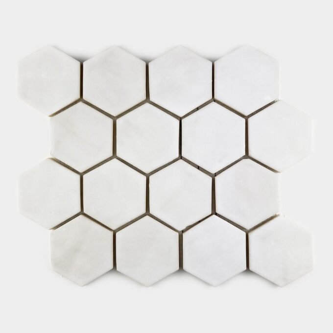 Handmade Ceramic Hexagon Tile - Mosaic in White Matt Color