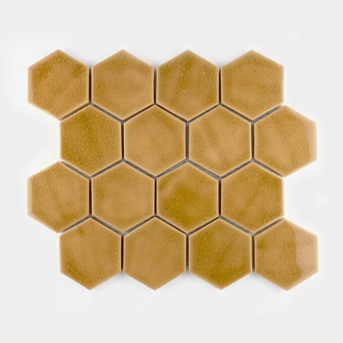 Ceramic mosaic tile hexagon honey