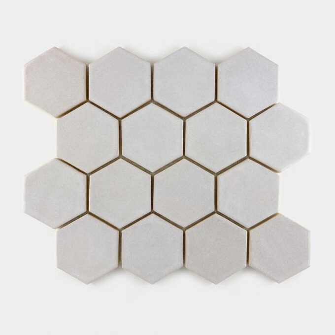 Ceramic mosaic tile hexagon straciatella