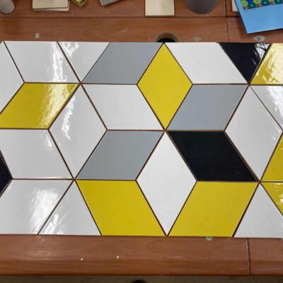 Ceramic Tile Mosaic Diamond Yellow White Gray Anthracit - Kitchen Backsplash