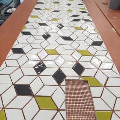 Kitchen backsplash - diamonds - multicolour combination - ceramic tiles