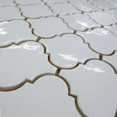 Ceramic Tile Mosaic Arabesque - White Glossy