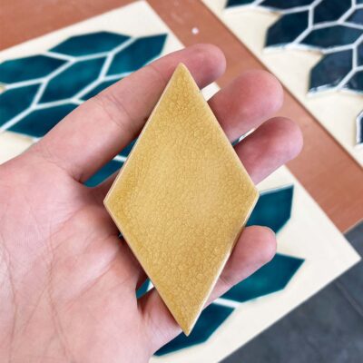 Handmade Ceramic Diamond Tile - Honey Color - Closeup