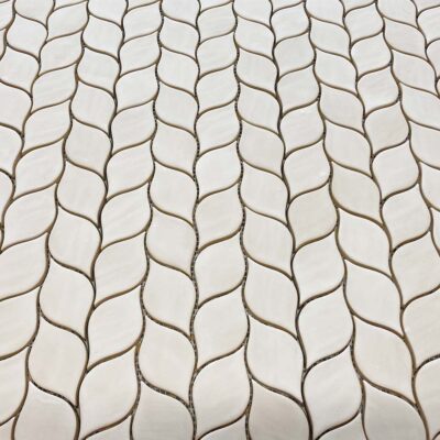 Ceramic Tile Mosaic Leaves - White Matte Color