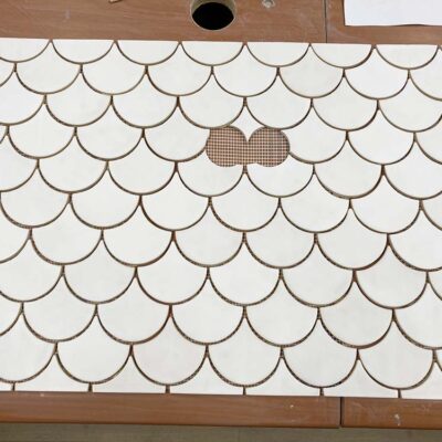 Ceramic Mosaic Tile Fish Scale - White