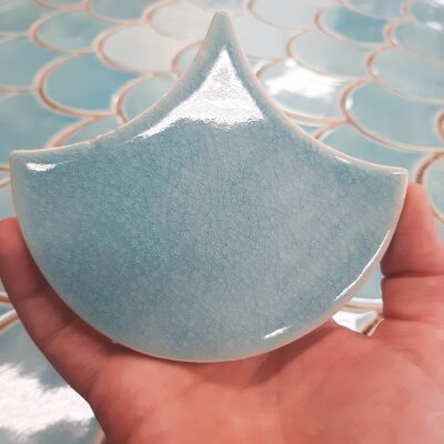 Ceramic Mosaic Tile Fish Scale - Turquoise Blue