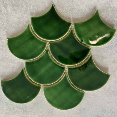 Ceramic Mosaic Tile Fish Scale - Leaf Green