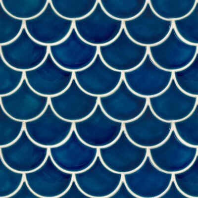 Ceramic Mosaic Tile Fish Scale - Navy Blue