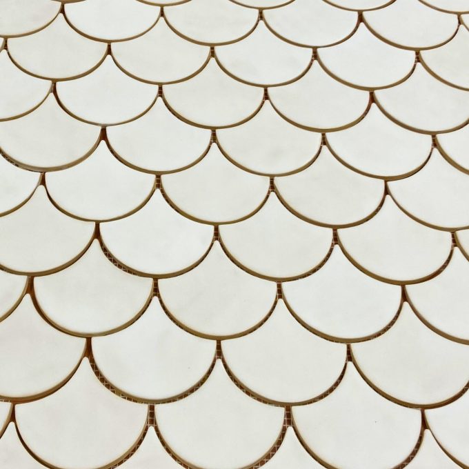 Ceramic Mosaic Fish Scale Tile White Matt - big - Image 2