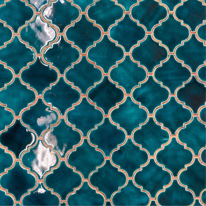 Ceramic Mosaic Arabesque Tile Petrol Blue - Image 2