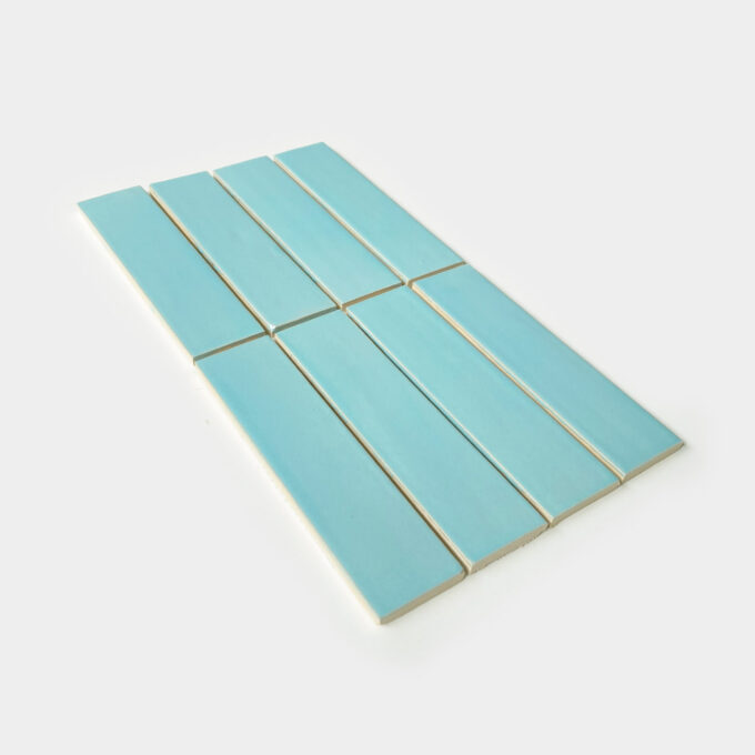 Ceramic Mosaic Tiles Rectangles, Lagoon Blue Color