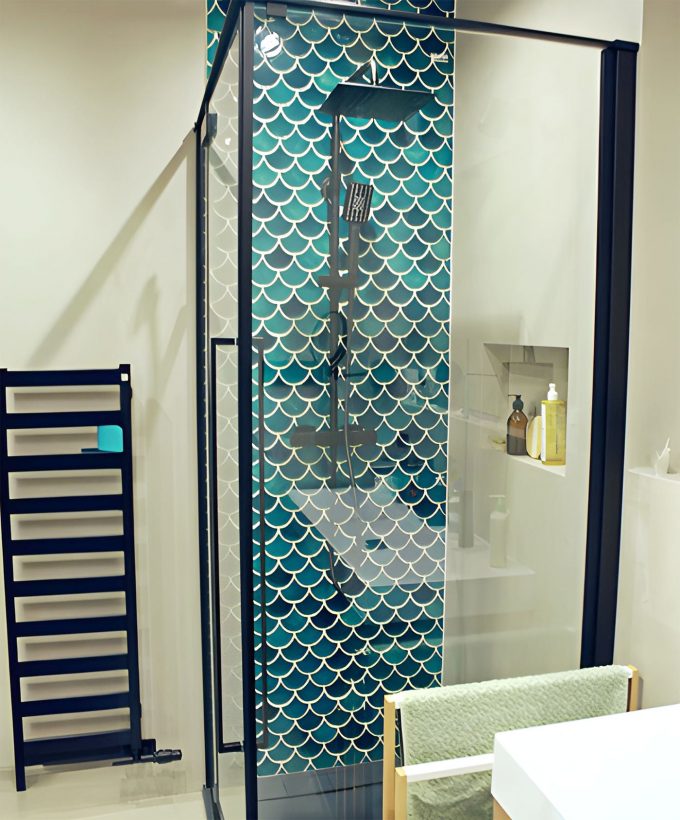 Ceramic Mosaic Fish Scale Tile Petrol Blue - big - Image 4