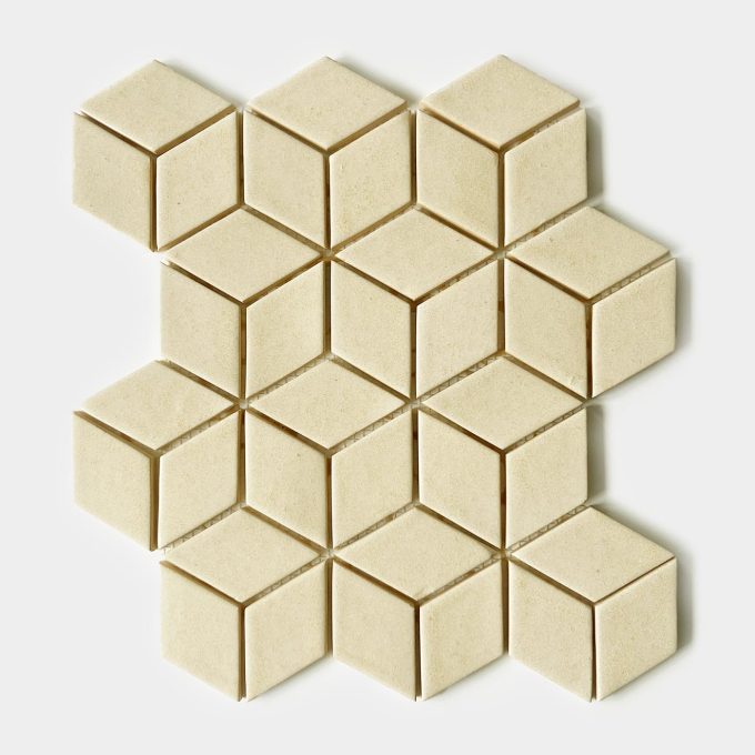 Handmade Ceramic Diamond Tile - Mosaic in Sandy Yellow Color